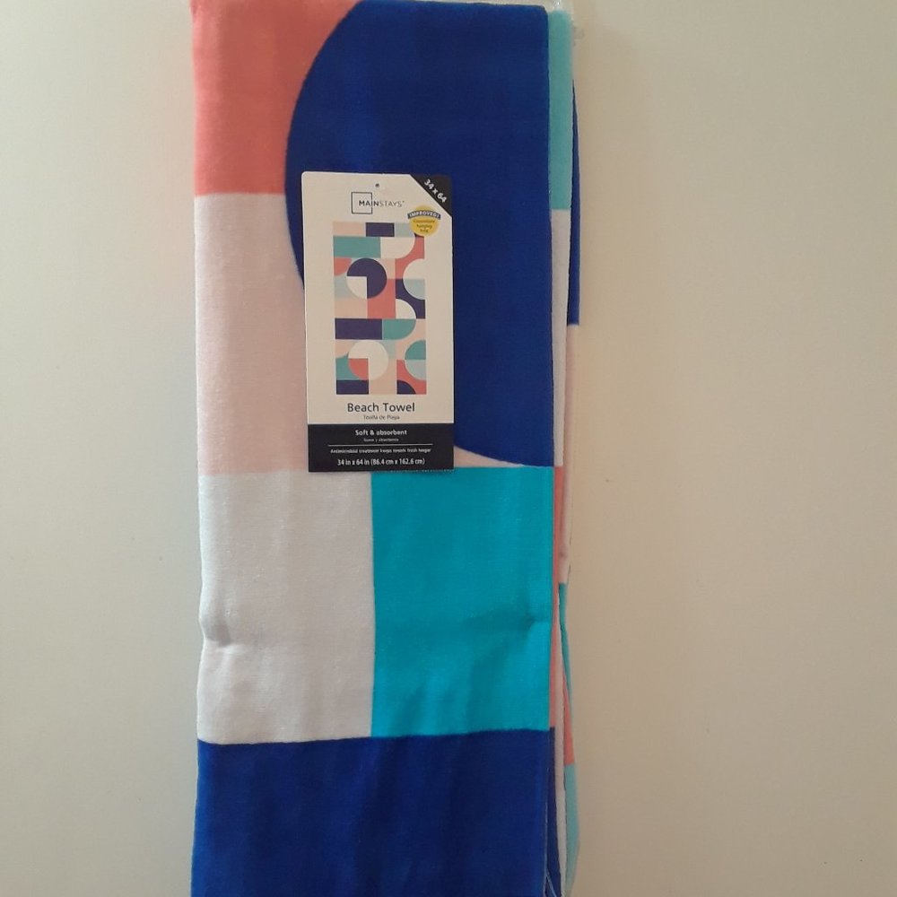 Mainstays Beach Towel 34x64 NWT